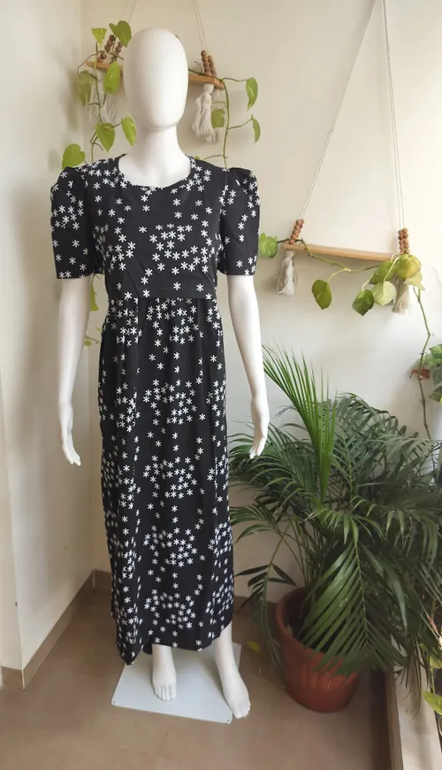 Maternity Maxi - Full Length - Black Snowflakes